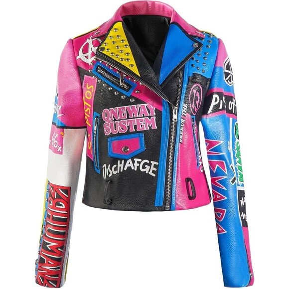 DARKSHE Women's Faux Leather Jacket Coat with Long Sleeve - Picture 1 of 7